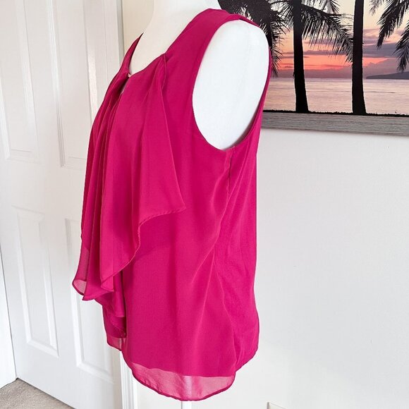 Women’s New York & Company Tank Top | Bright Pink | Ruffle | Dressy | Medium - Picture 3 of 8